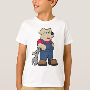 T-shirt Chien comme mécanicien avec clé