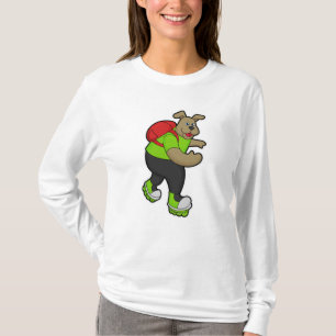 T-shirt Chien comme patineur avec Patins en ligne et sac à