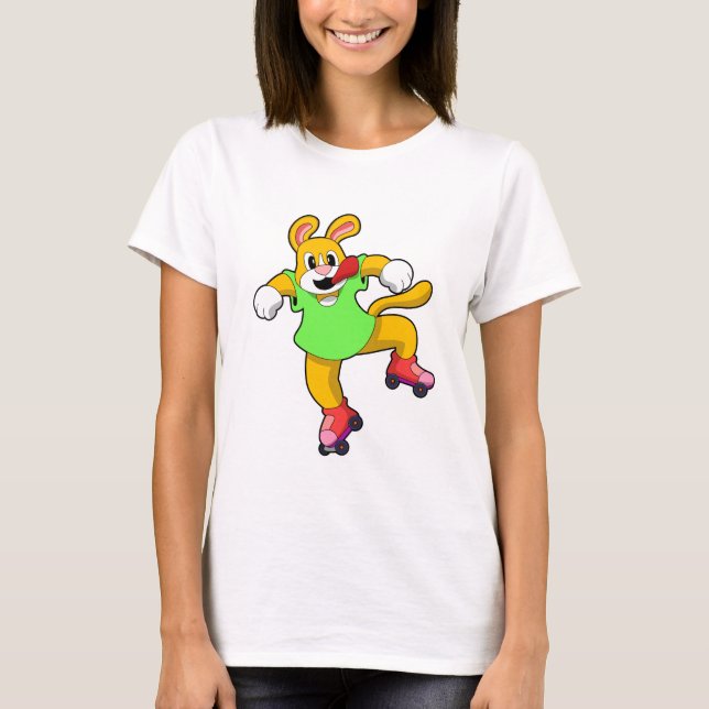 T-shirt Chien comme Patineur en ligne avec Patins en ligne (Devant)