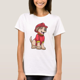 T-shirt Chien comme pompier avec casque d'incendie