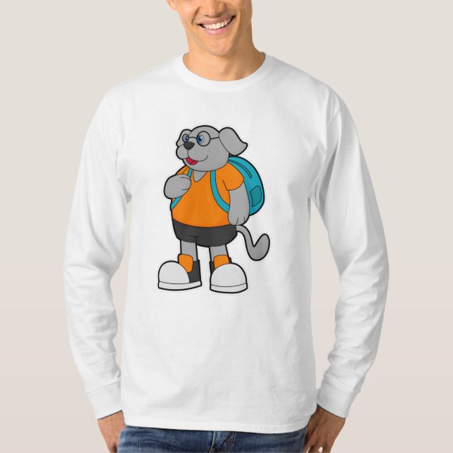T-shirt Chien comme randonneur avec sac à dos (Devant)