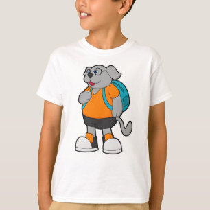 T-shirt Chien comme randonneur avec sac à dos