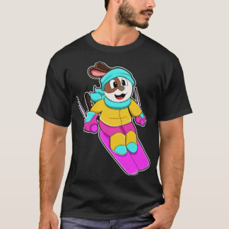 T-shirt Chien comme skieur avec Ski Scarf