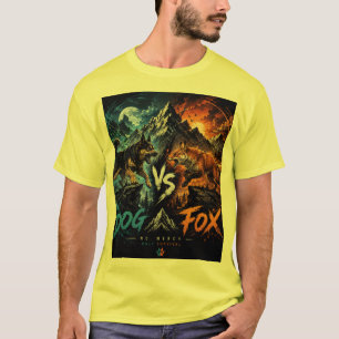 T-shirt Chien contre Renard : Choc de survie sauvage.