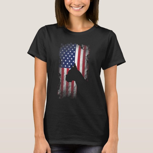 T-shirt Chien Cool du drapeau américain de la boîte patrio (Devant)