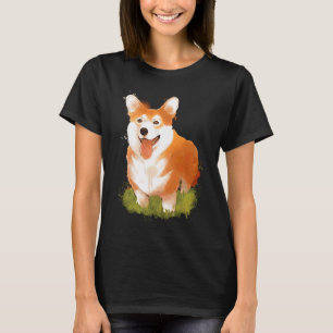 T-shirt Chien Corgi Aquarelle Mignon Hommes Femmes Garçons
