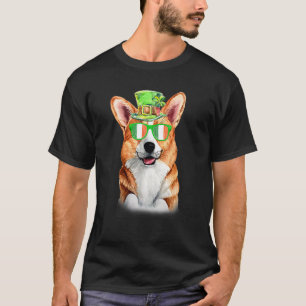 T-shirt Chien Corgi Gallois Shamrock Fête de la Saint-Patr