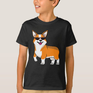 T-shirt Chien Corgi mignon avec lunettes de soleil
