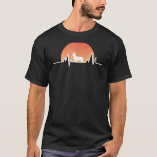 T-shirt Chien Corgi Soleil Rétro Battement de Coeur