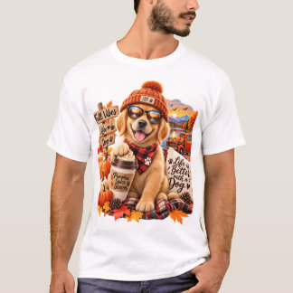 T-shirt Chien courant doré épice de citrouille automne cos