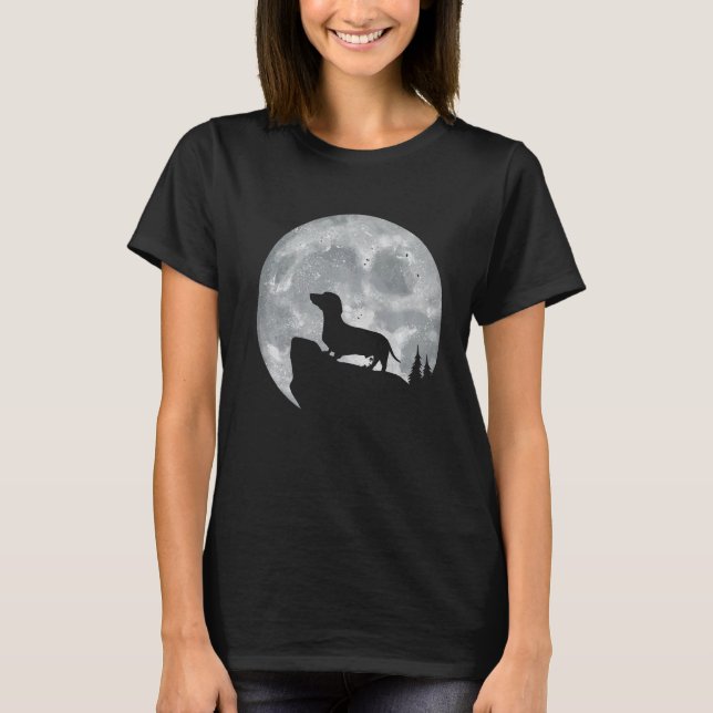 T-shirt Chien Dachshund Avec La Lune Pour Les Propriétaire (Devant)
