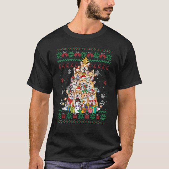 T-shirt Chien Dachshund Santa Hat Vilain Chandail de Noël (Devant)