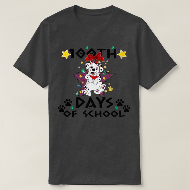 T-shirt Chien Dalmate 100 Jours D'École Thé Chien Dalmatie (Design devant)