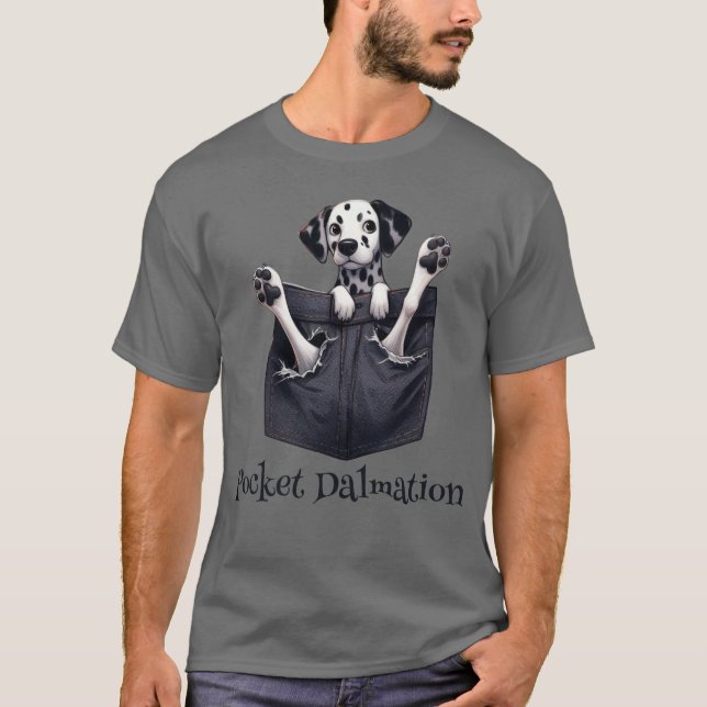 T-shirt Chien Dalmatien Dans Une Poche (Devant)
