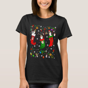 T-shirt chien Dans Chaussettes de Noël Reindeer Père Noël 