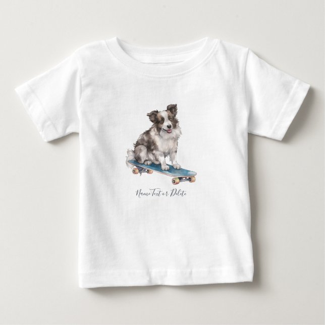 T-Shirt Chien de Berger Border Aquarelle (Devant)