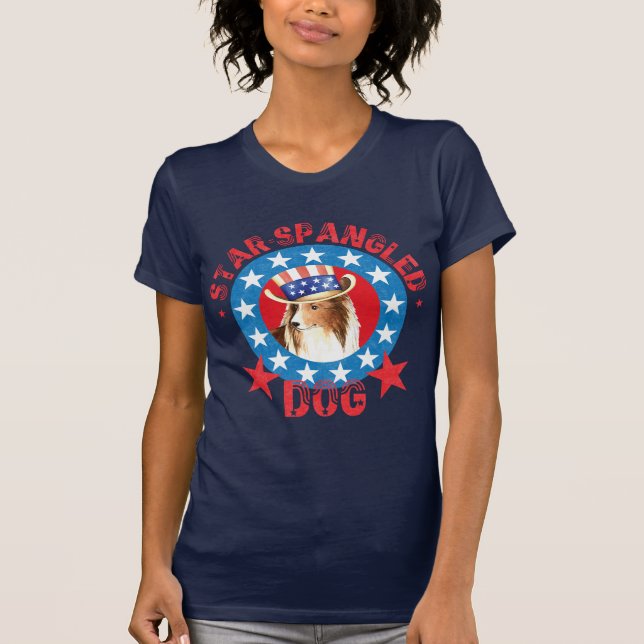 T-shirt Chien de berger de Shetland patriotique (Devant)
