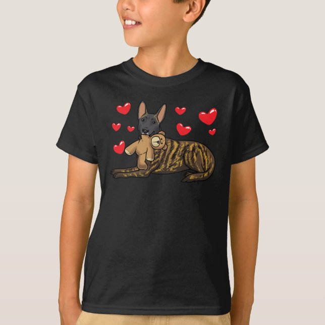 T-shirt Chien De Berger Néerlandais Avec Animal Stuffé Et  (Devant)