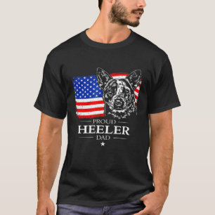 T-shirt Chien de bétail fiers Mens Heeler Papa Drapeau Amé