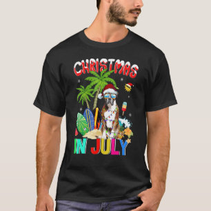 T-shirt Chien De Boxe À Santa Hat Lunettes De Soleil Noël 