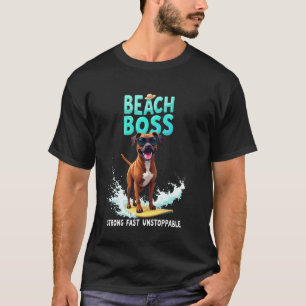 T-shirt Chien de boxer surfant cool