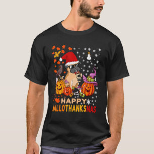 T-shirt Chien de Bulldog Happy Hallothanksmas Halloween Th