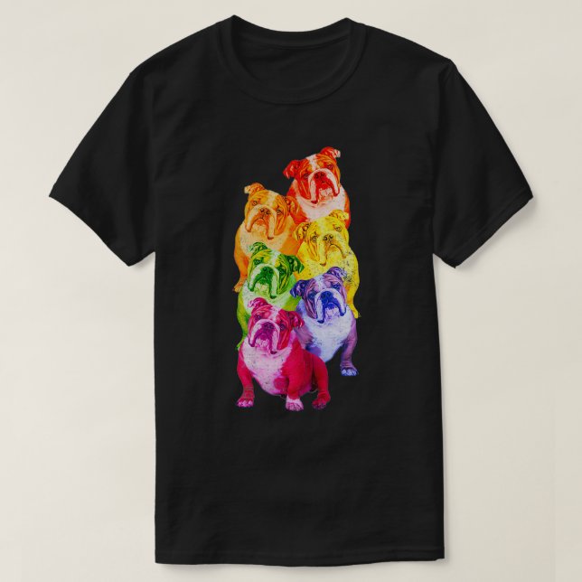 T-shirt Chien de Bulldog Rainbow Gay pride LGBT Chien fr (Design devant)