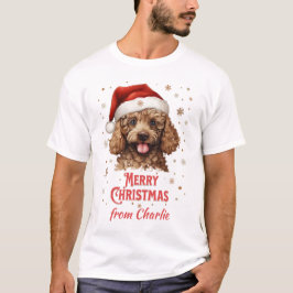T-shirt Chien de caniche customisé Père Noël Joyeux Noël