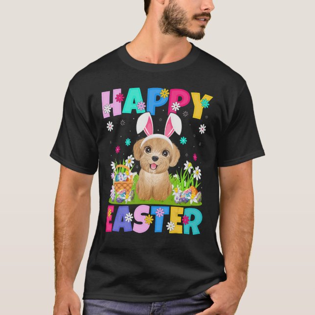 T-shirt Chien de caniche Joyeux lapin de Pâques Poodle de  (Devant)