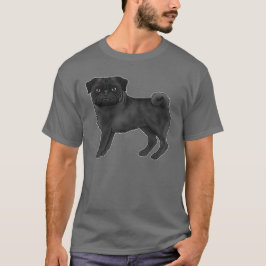 T-shirt Chien de Carlin noir illustrant un dessin de chien