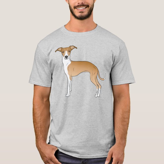 T-shirt Chien De Cartographie Italien Grison Fawn Et Blanc (Devant)