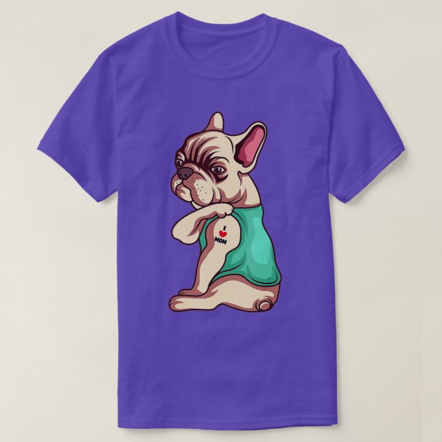 T-shirt Chien de Chien de France J'aime Maman Tattoo Adult (Design devant)