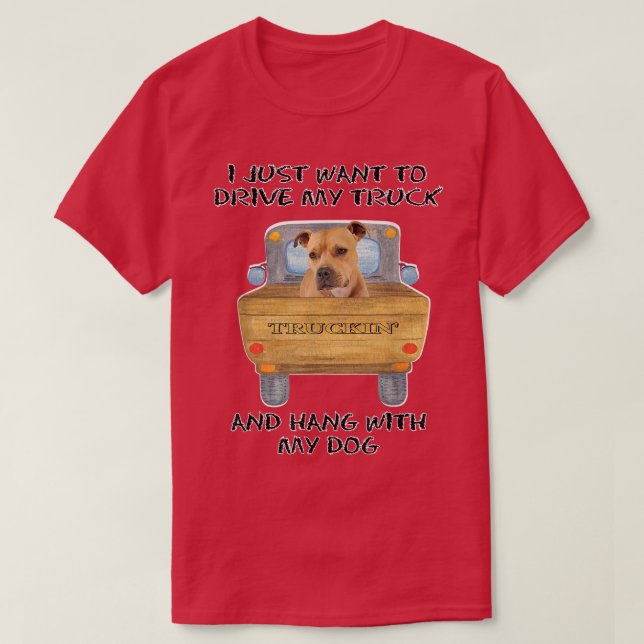 T-shirt Chien de Conduite de Camion Pitbull  (Design devant)