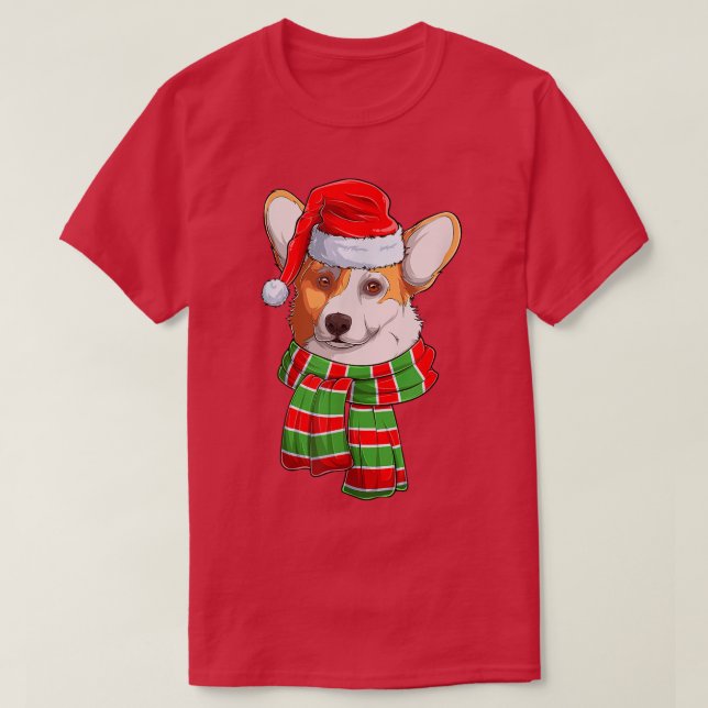 T-shirt Chien de Corgi mignon portant le chapeau de Père N (Design devant)