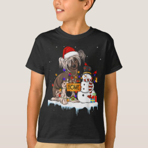 T-shirt Chien de Crête Chinois amusant Noël Snowman Xmas L