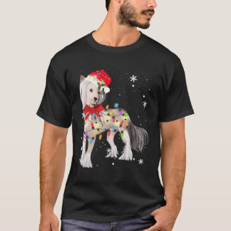 T-shirt Chien de Crète Chinois Noël Lumière Noël Maman Pap