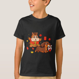 T-shirt Chien de Dachshund Cheval Chinois Enfant Drôle Hom