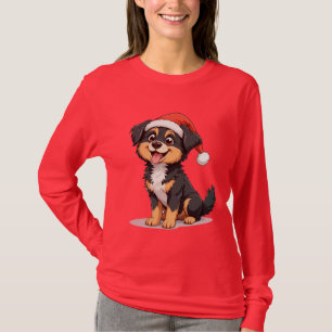 T-shirt Chien de dessin animé mignon portant un chapeau de