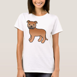 T-shirt Chien de dessin animé Red Staffordshire Bull Terri