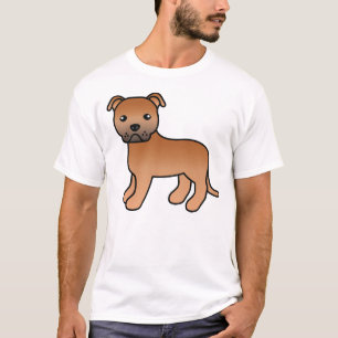 T-shirt Chien de dessin animé Red Staffordshire Bull Terri