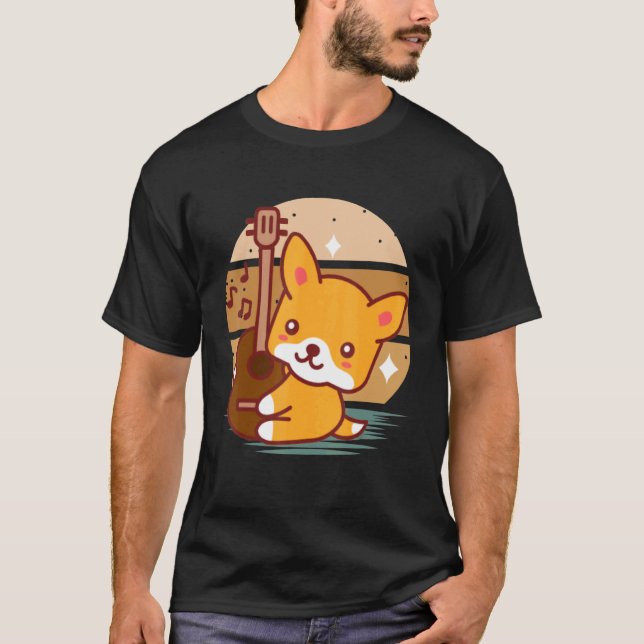T-shirt Chien de guitare acoustique pour guitariste Artist (Devant)