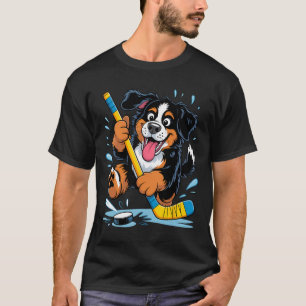 T-shirt Chien de hockey Bernois Fun patinoire