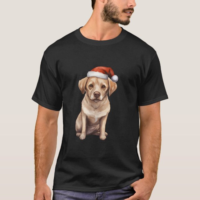 T-shirt Chien de labrador mignon avec Santa Hat C (Devant)