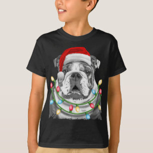 T-shirt Chien de Noël Anglais Père Noël Illuminations Noël