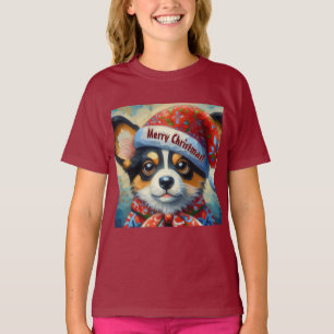 T-shirt Chien de Noël Chien Chien Chien Puppy avec Santa H