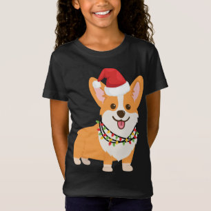 T-Shirt Chien de Noël Corgi avec chapeau de Noël et L de N