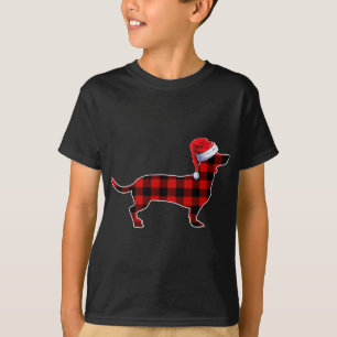 T-shirt Chien de Noël Dachshund de Buffalo Plaid