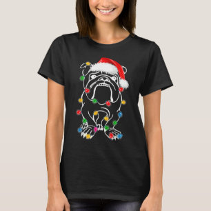 T-shirt Chien de Noël de Chien de taureau français éclaire