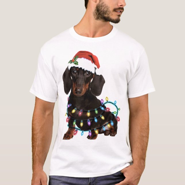 T-shirt Chien de Noël de Dachshund (Devant)