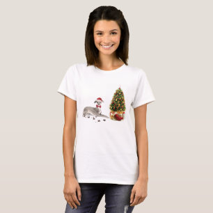 T-shirt Chien de Noël italien Greyhound avec arbre